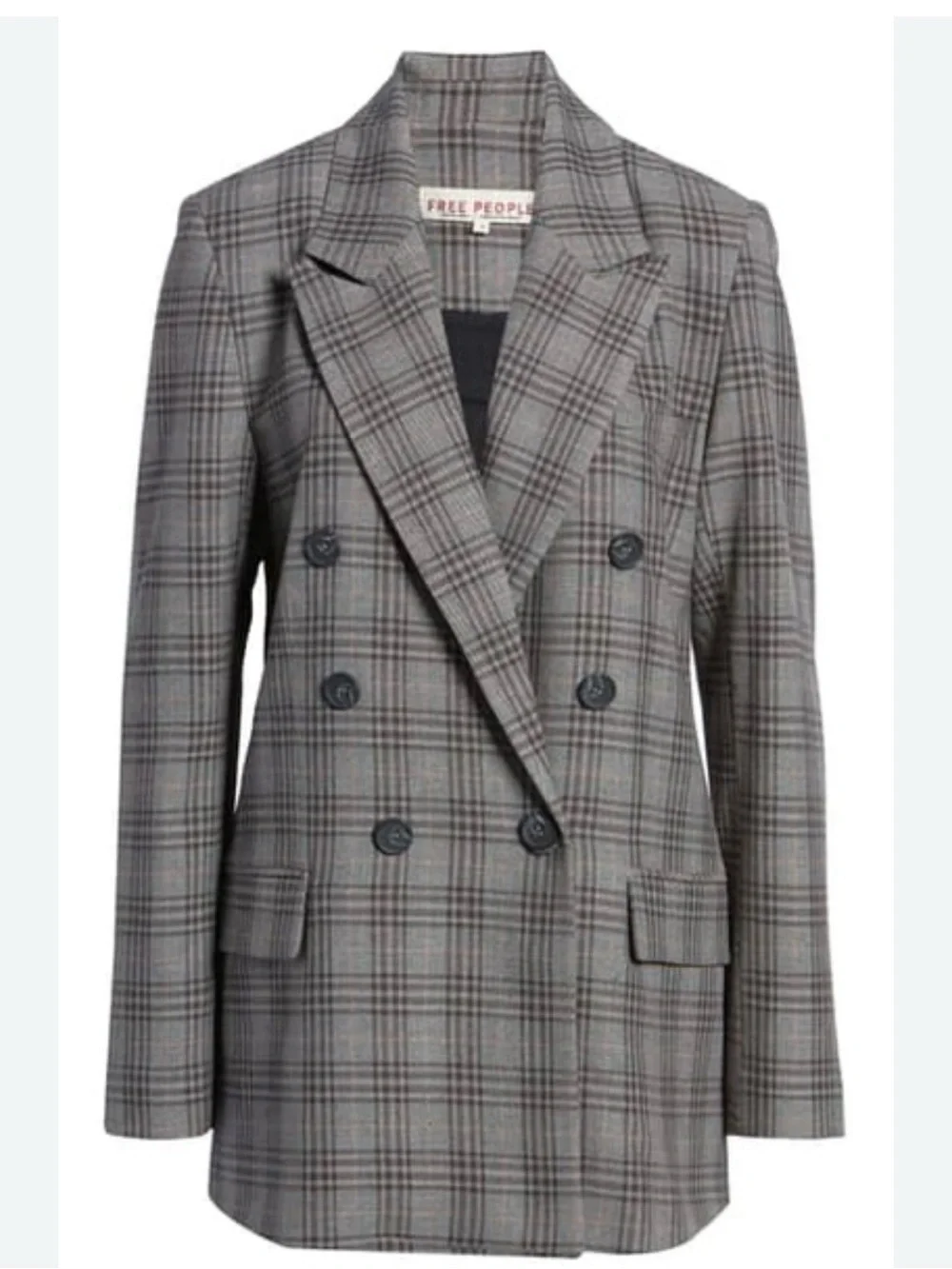 Free People Ashby Plaid Double Breasted Blazer Medium - like new